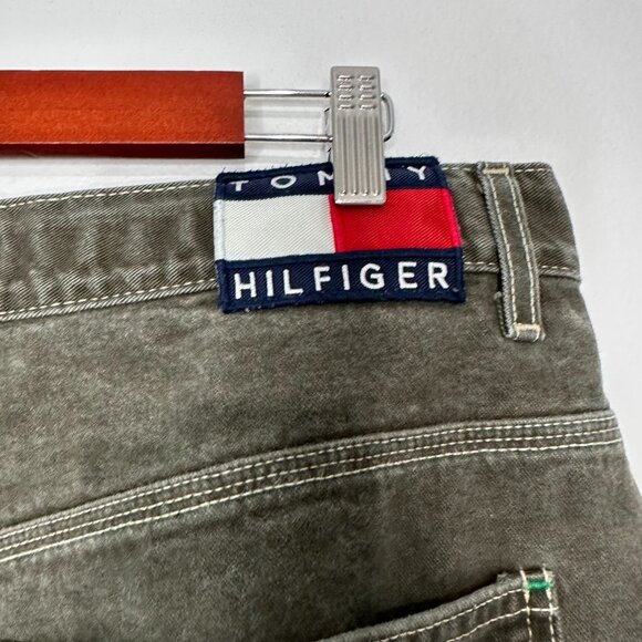 Vintage Tommy Hilfiger Baggy Carpenter Jeans Pants 38 x 32 Green Wide Leg 90s - Picture 4 of 14